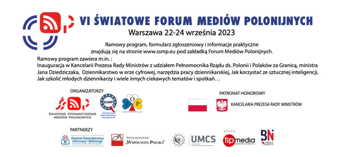 ZAPISY -  VI Światowe Forum Mediów Polonijnych
