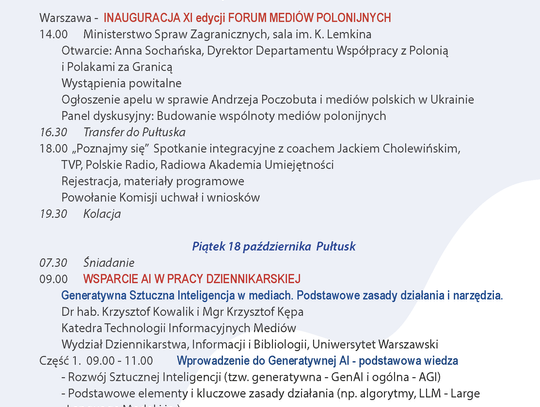 ZAPISY - VII Światowe Forum Mediów Polonijnych